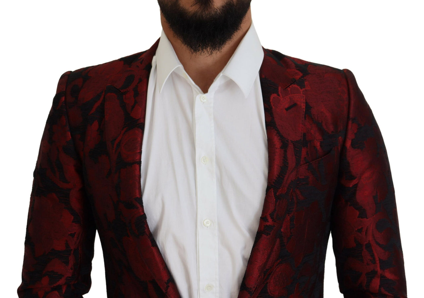 Dolce & Gabbana Elegant Red Floral Jacquard Blazer