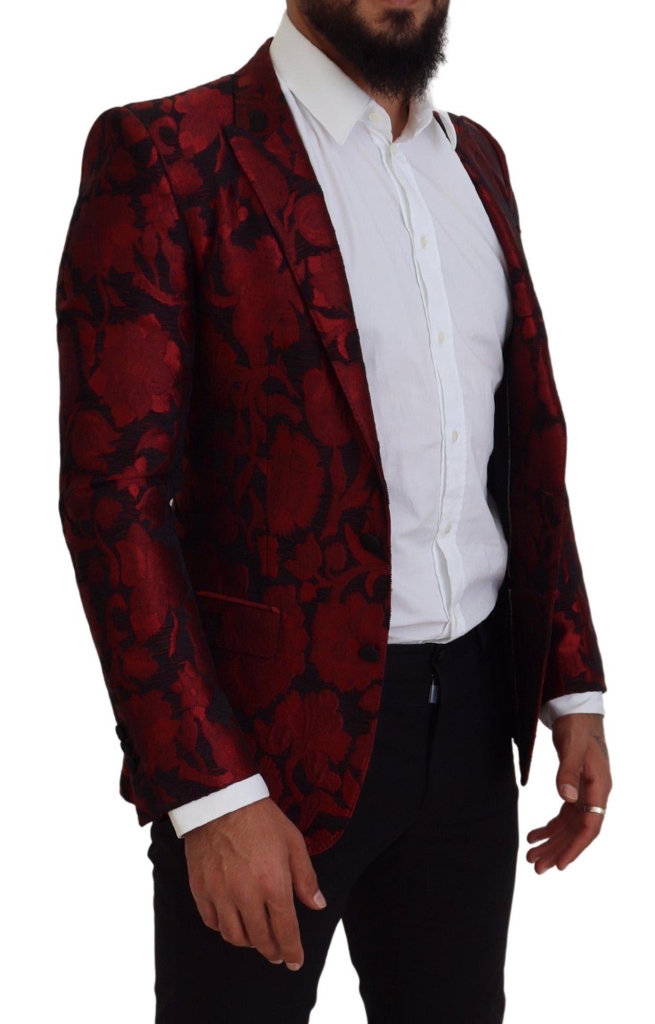 Dolce & Gabbana Elegant Red Floral Jacquard Blazer