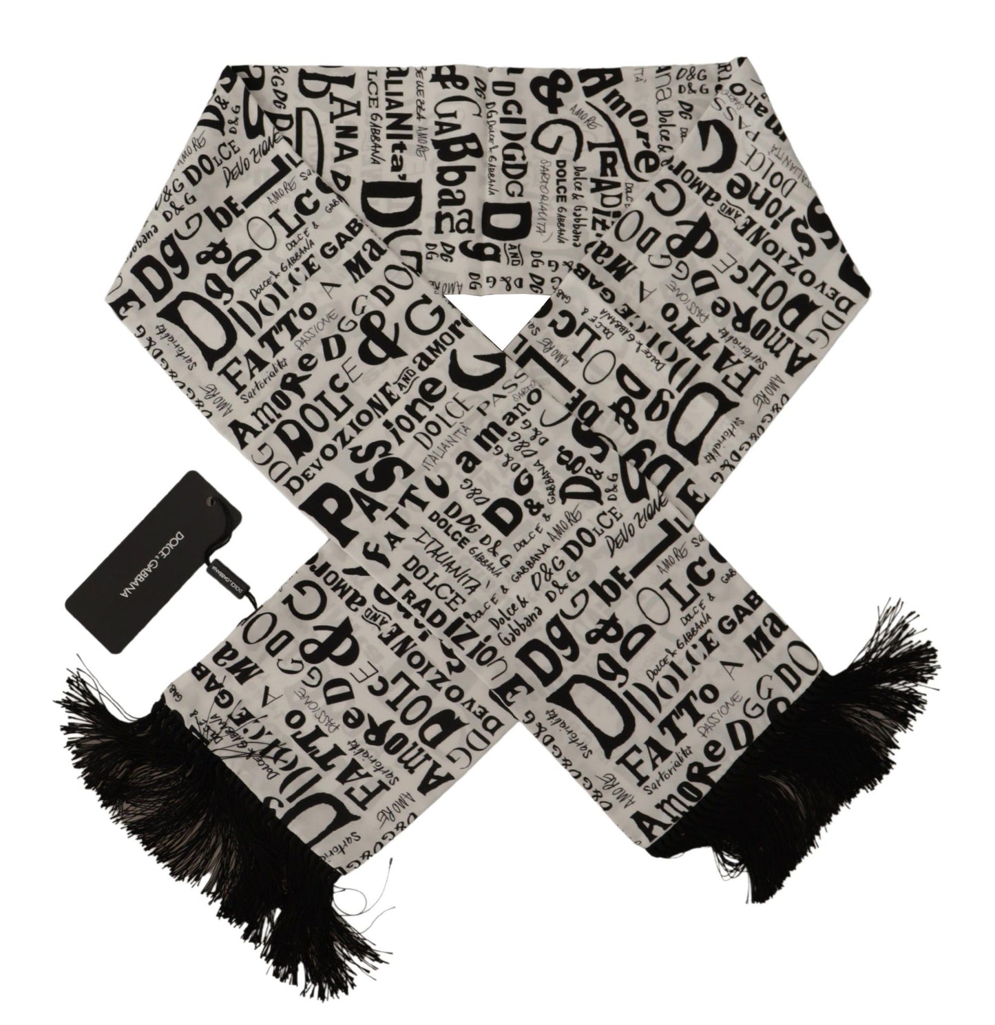 Dolce & Gabbana Elegant Silk Men's Scarf with Doodle Detail