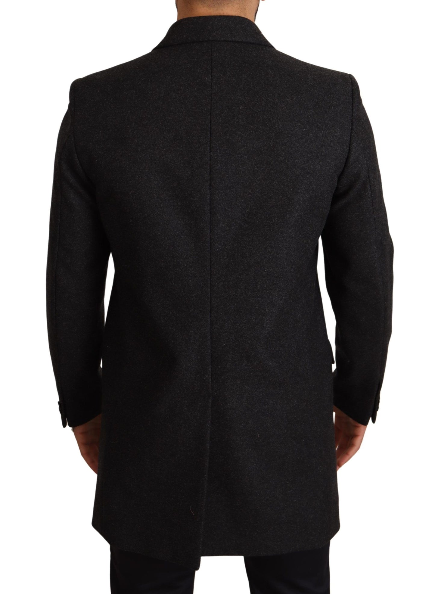 Dolce & Gabbana Elegant Gray Virgin Wool Trenchcoat