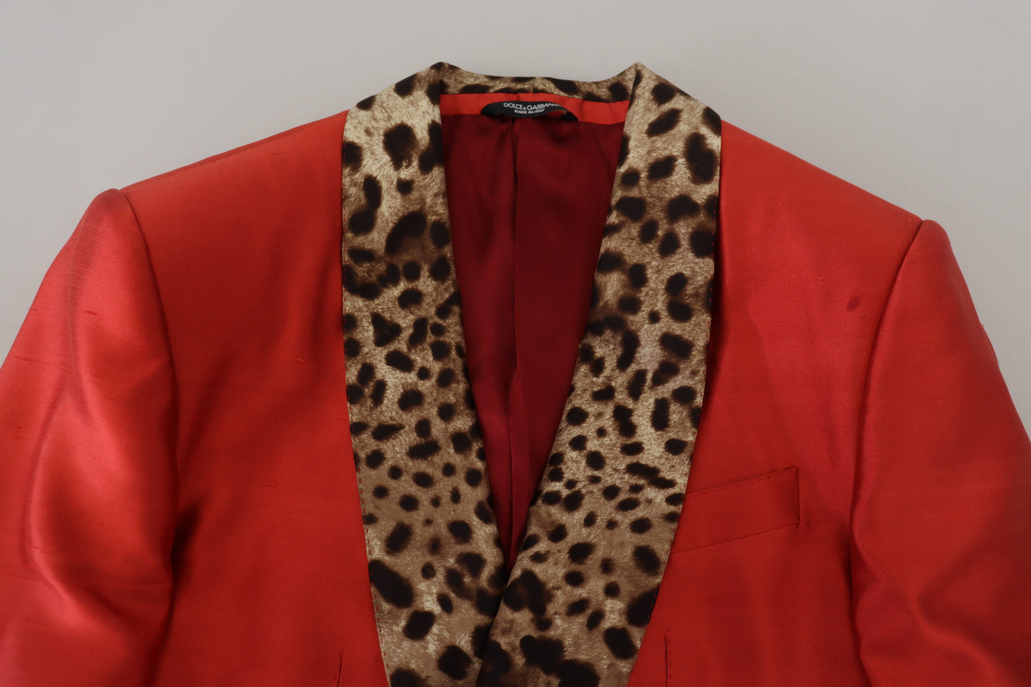 Dolce & Gabbana Red Sicilian Silk Single-Breasted Blazer