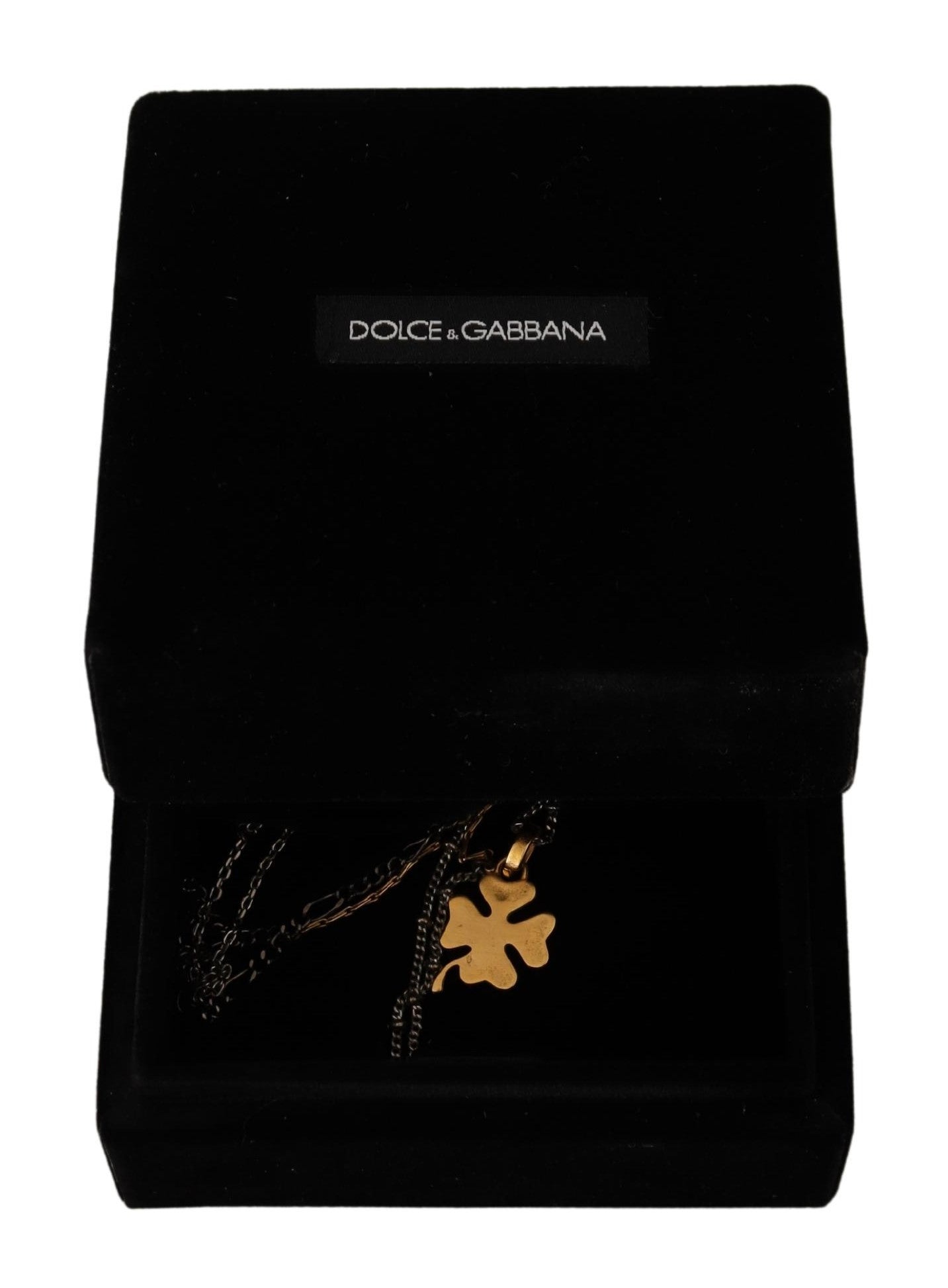 Dolce & Gabbana Elegant Gold Tone Clover Charm Necklace