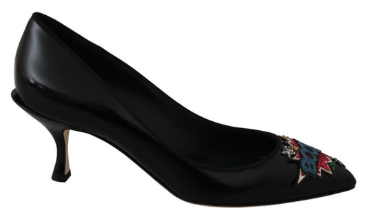 Dolce & Gabbana Elegant Black Embroidered Heels Pumps