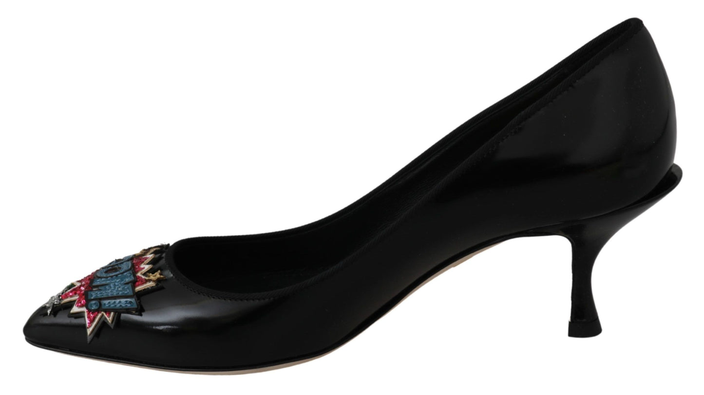 Dolce & Gabbana Elegant Black Embroidered Heels Pumps