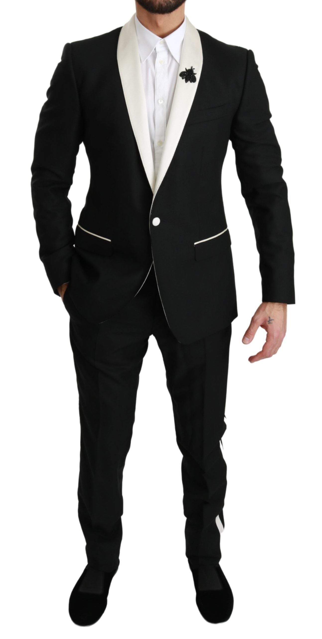 Dolce & Gabbana Elegant Black White Two-Piece Suit Ensemble