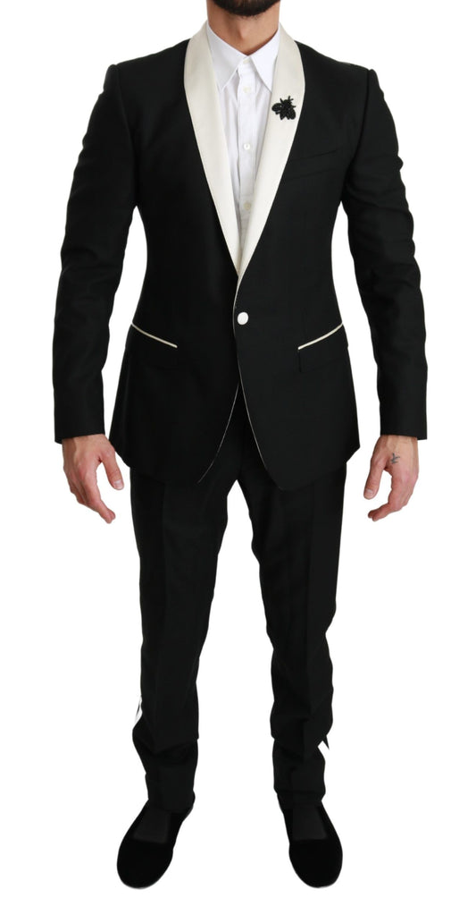 Dolce & Gabbana Elegant Black White Two-Piece Suit Ensemble