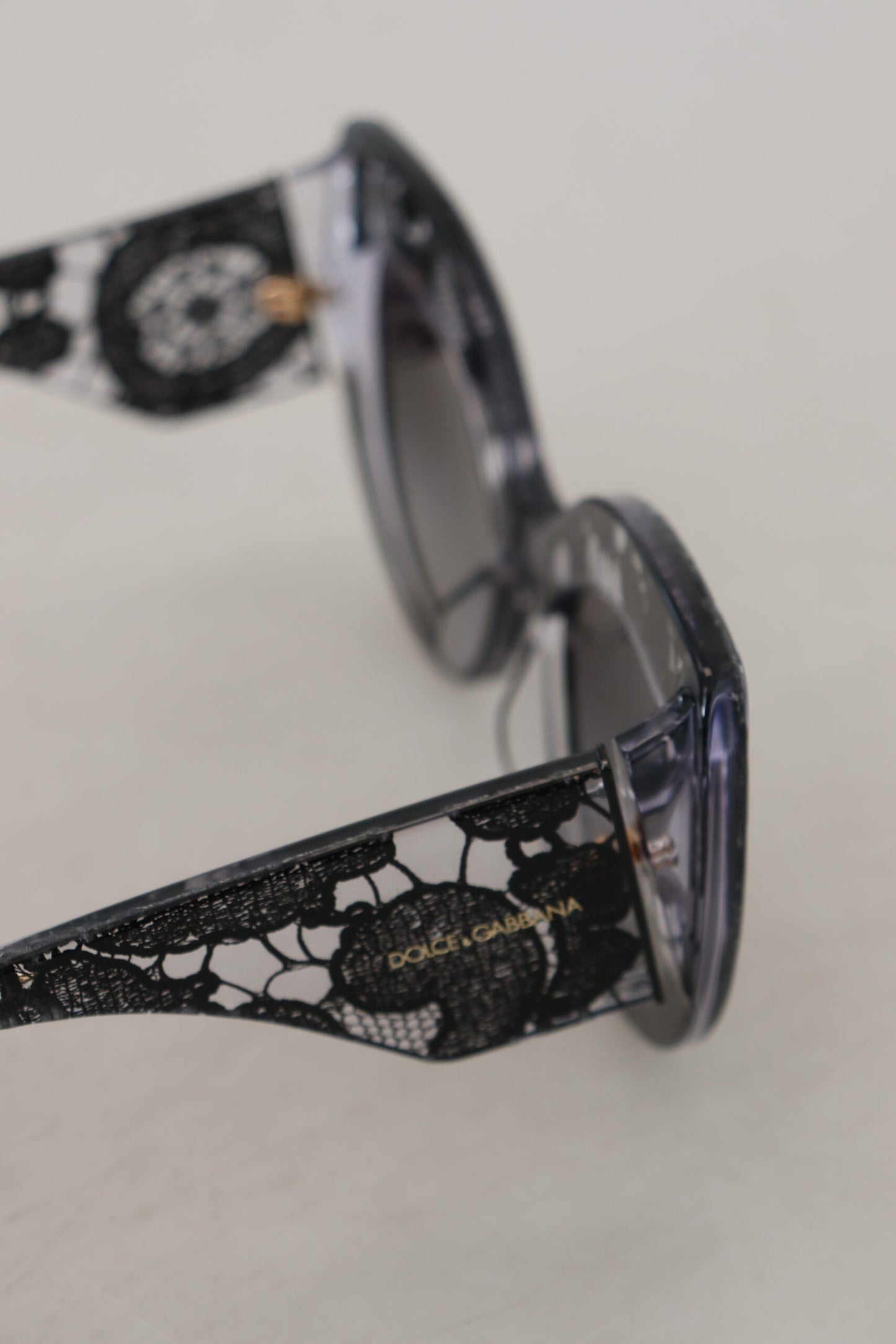 Dolce & Gabbana Elegant Black Lace Acetate Sunglasses