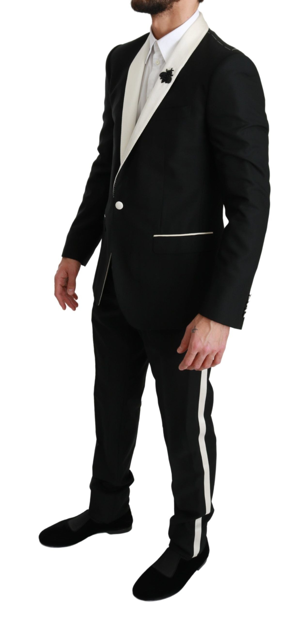 Dolce & Gabbana Elegant Black White Two-Piece Suit Ensemble