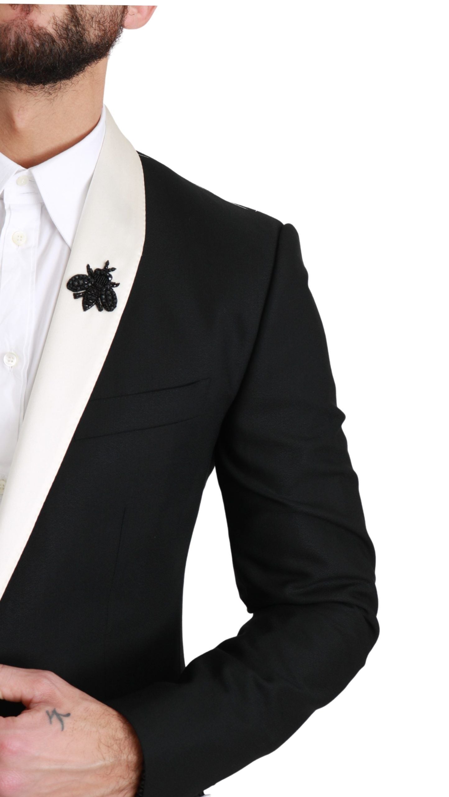 Dolce & Gabbana Elegant Black White Two-Piece Suit Ensemble