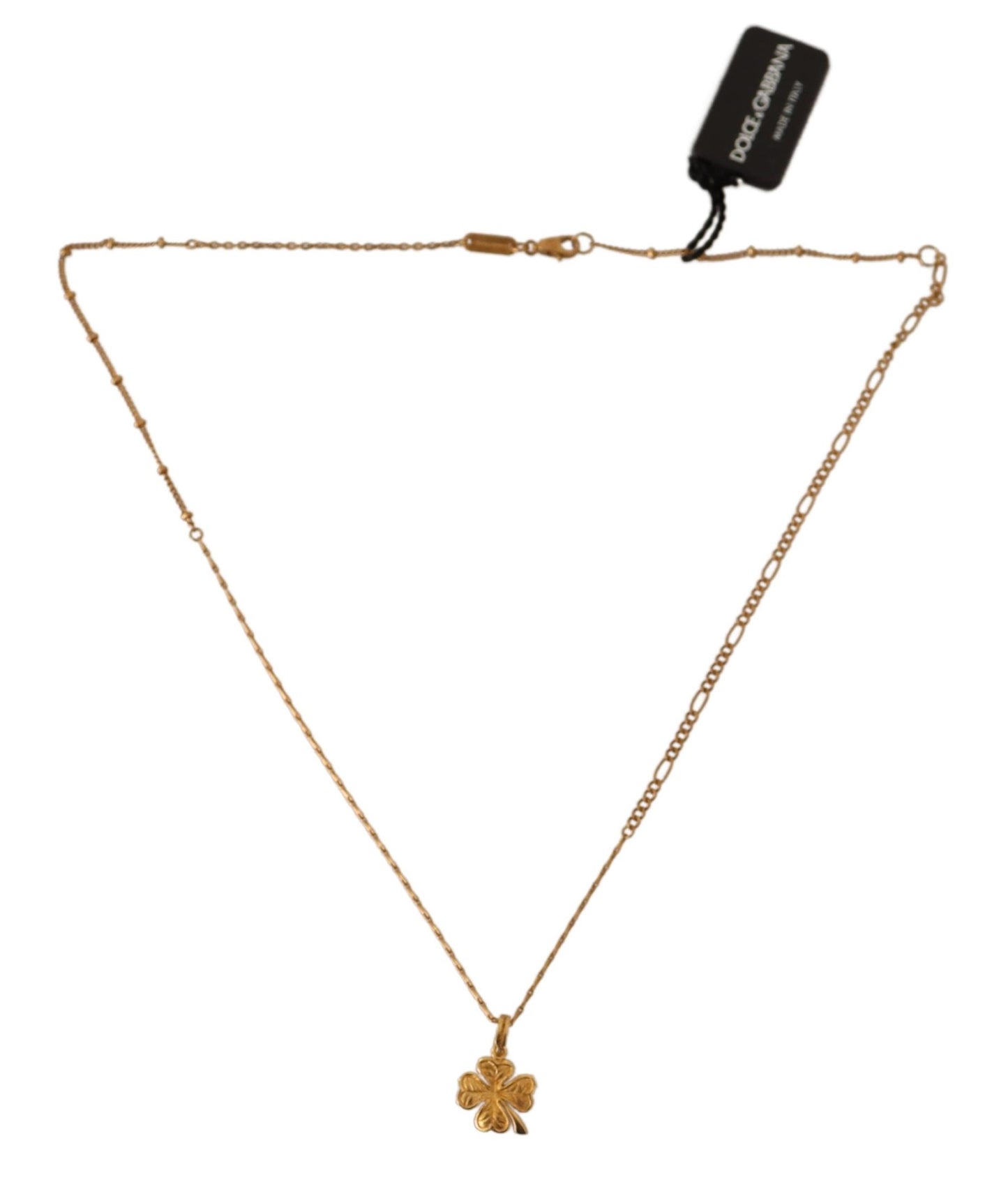 Dolce & Gabbana Elegant Gold Tone Clover Charm Necklace