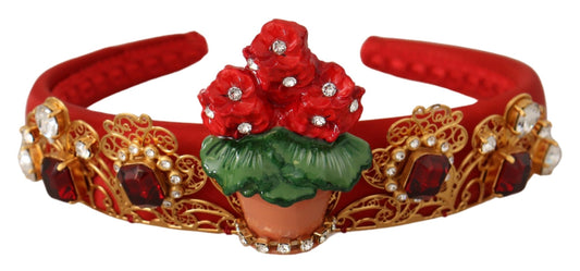 Dolce & Gabbana Elegant Crystal Embellished Red Diadem