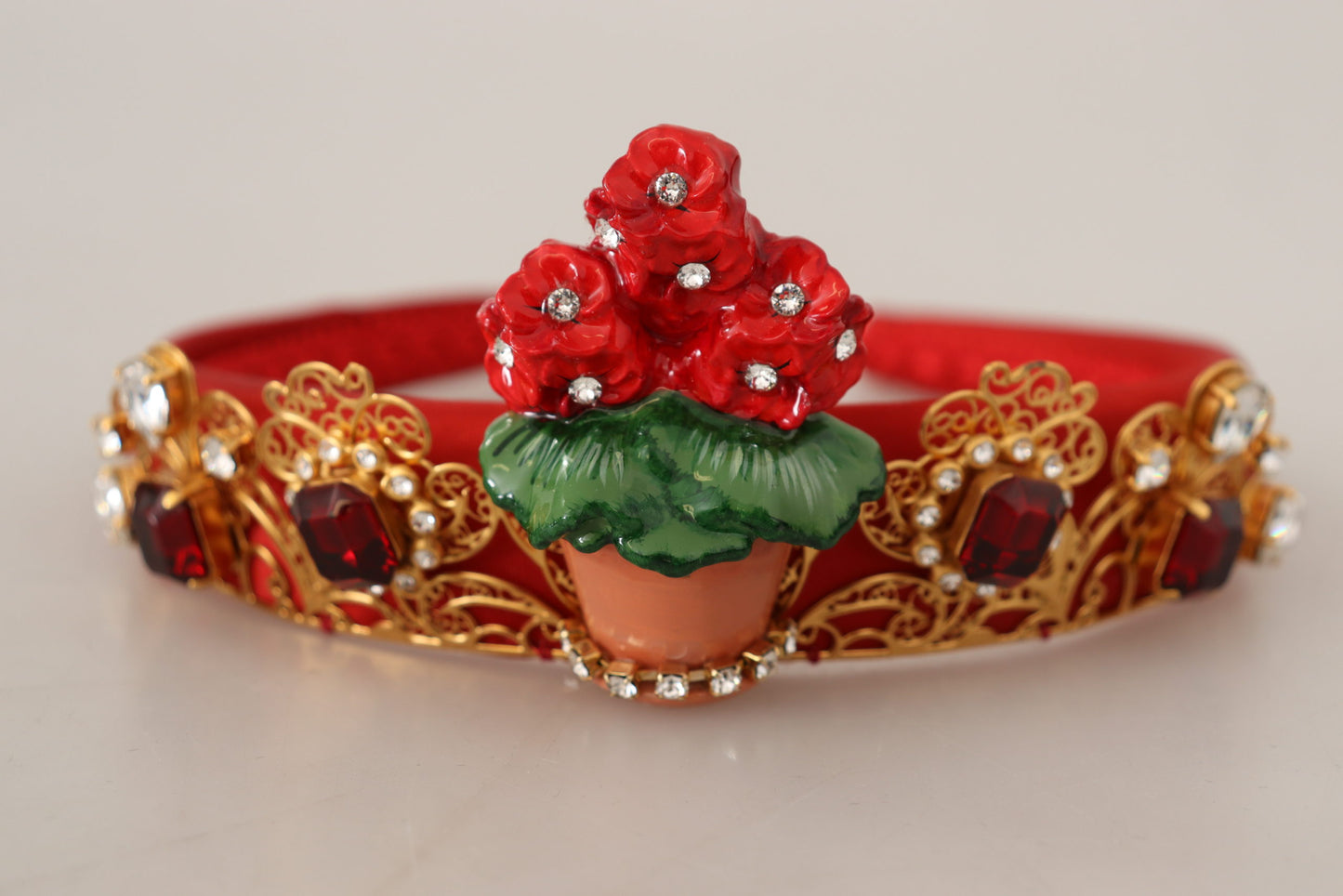 Dolce & Gabbana Elegant Crystal Embellished Red Diadem