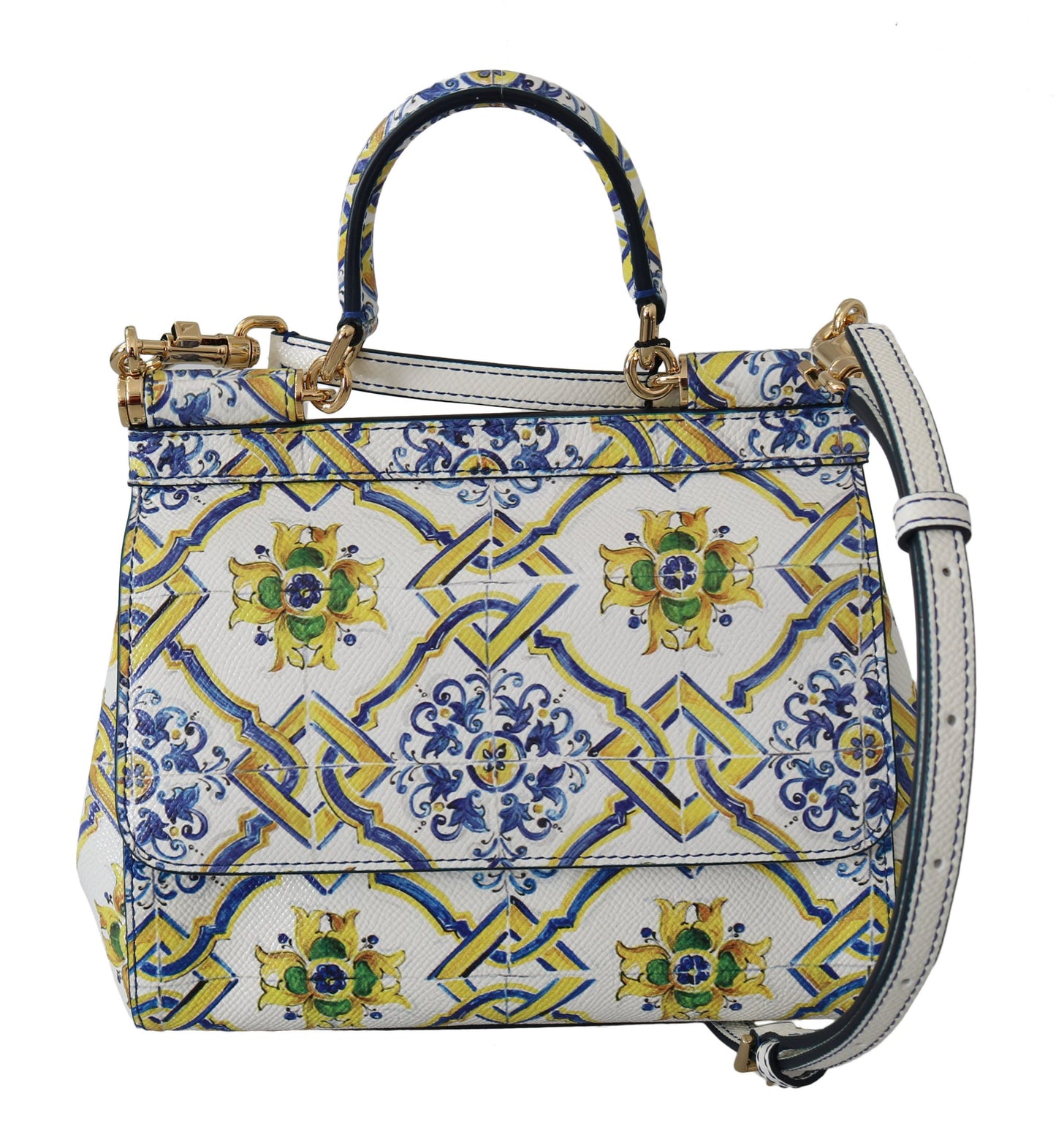 Dolce & Gabbana Multicolor Majolica Print Leather Sicily Bag