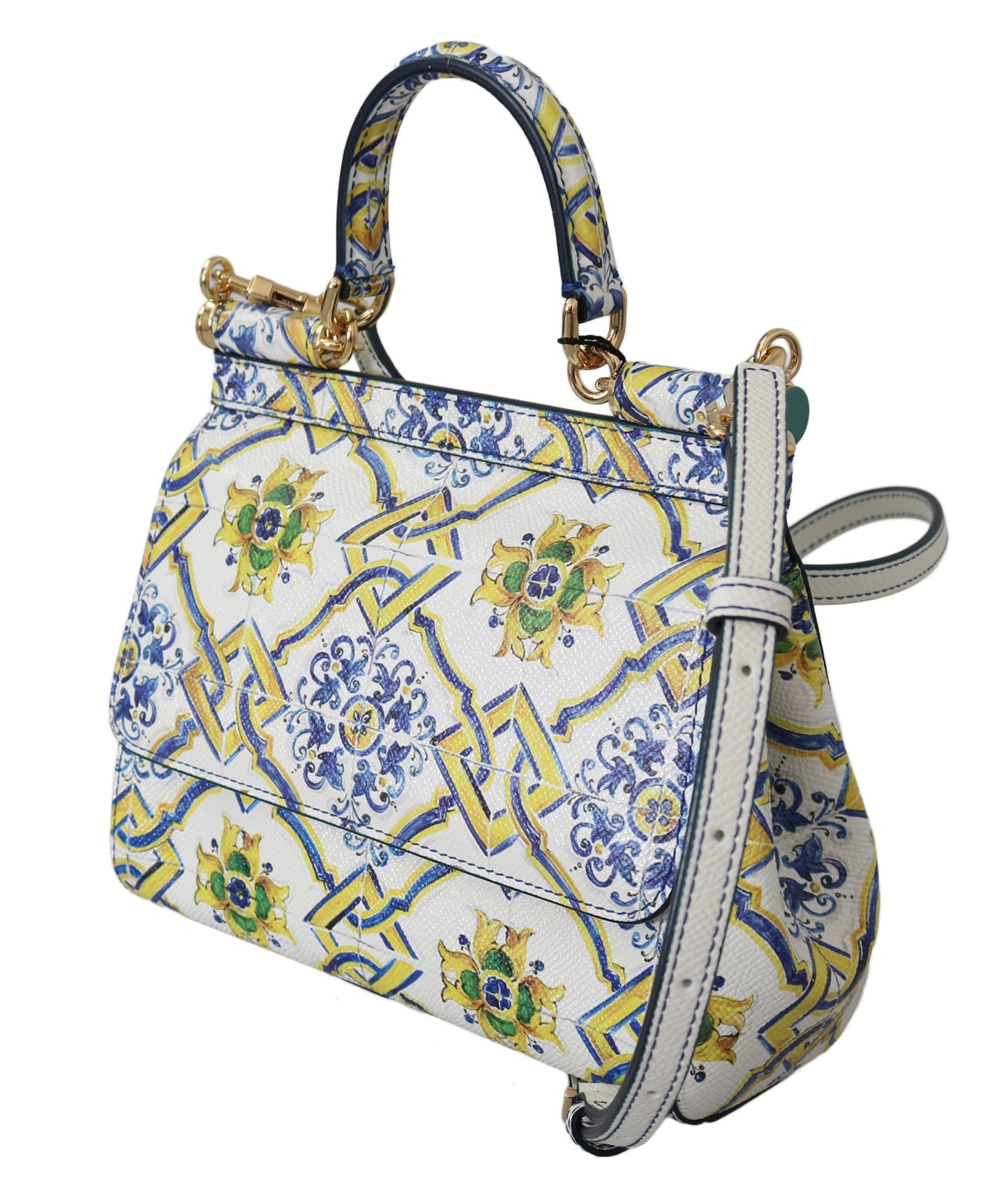 Dolce & Gabbana Multicolor Majolica Print Leather Sicily Bag