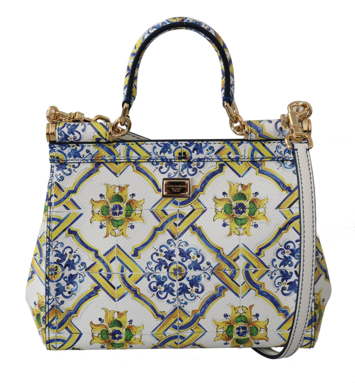 Dolce & Gabbana Multicolor Majolica Print Leather Sicily Bag