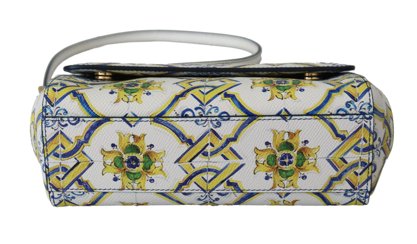 Dolce & Gabbana Multicolor Majolica Print Leather Sicily Bag