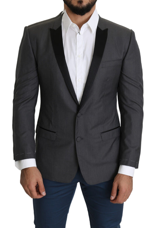 Dolce & Gabbana Elegant Dark Gray Silk Blend Blazer