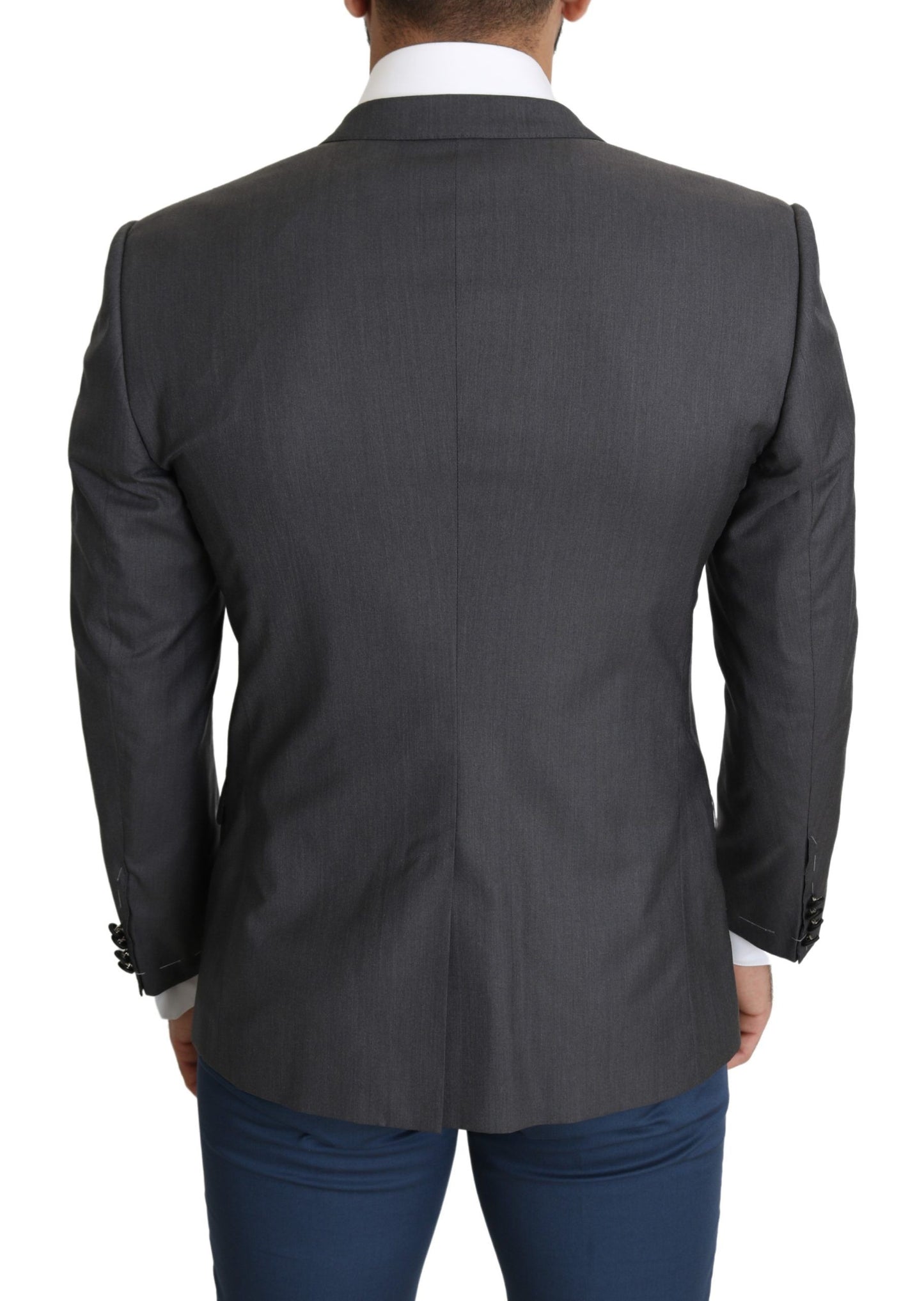 Dolce & Gabbana Elegant Dark Gray Silk Blend Blazer