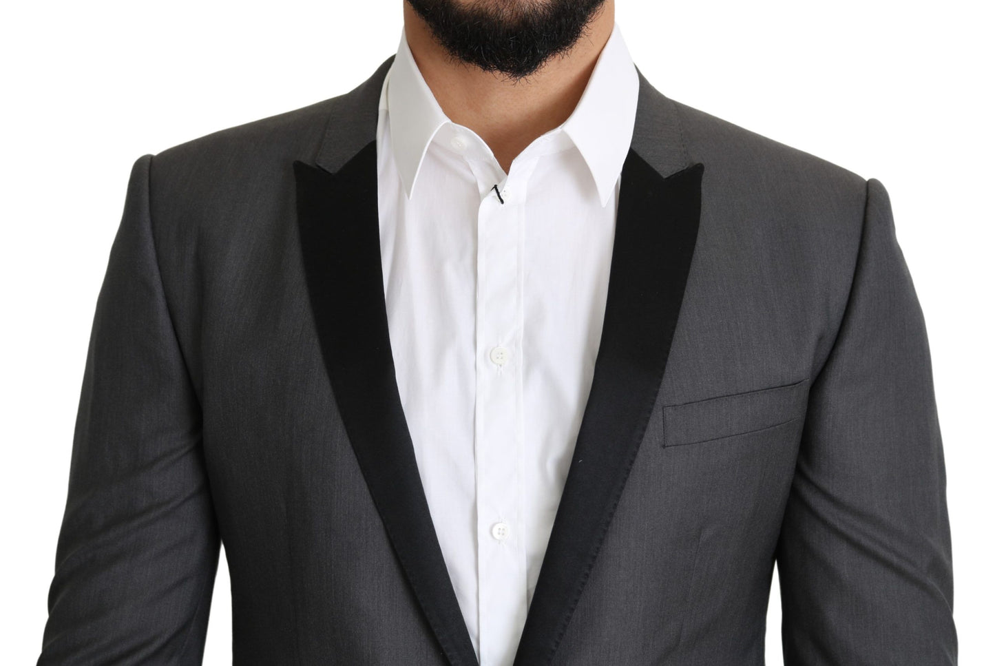 Dolce & Gabbana Elegant Dark Gray Silk Blend Blazer