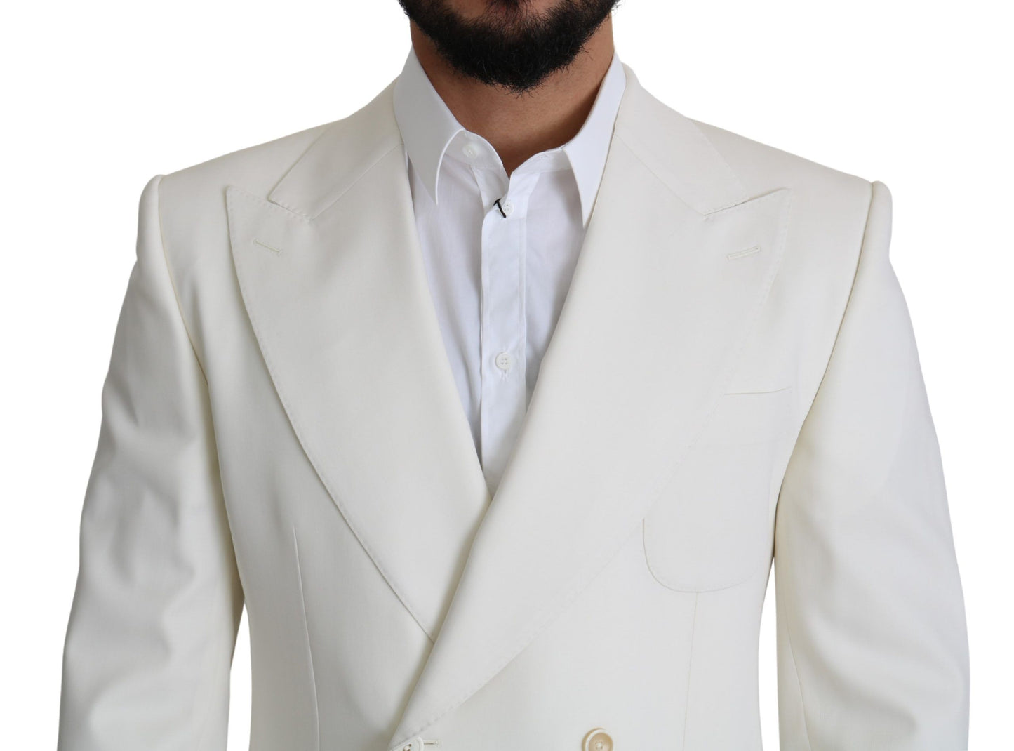 Dolce & Gabbana Elegant White Double-Breasted Wool Blazer