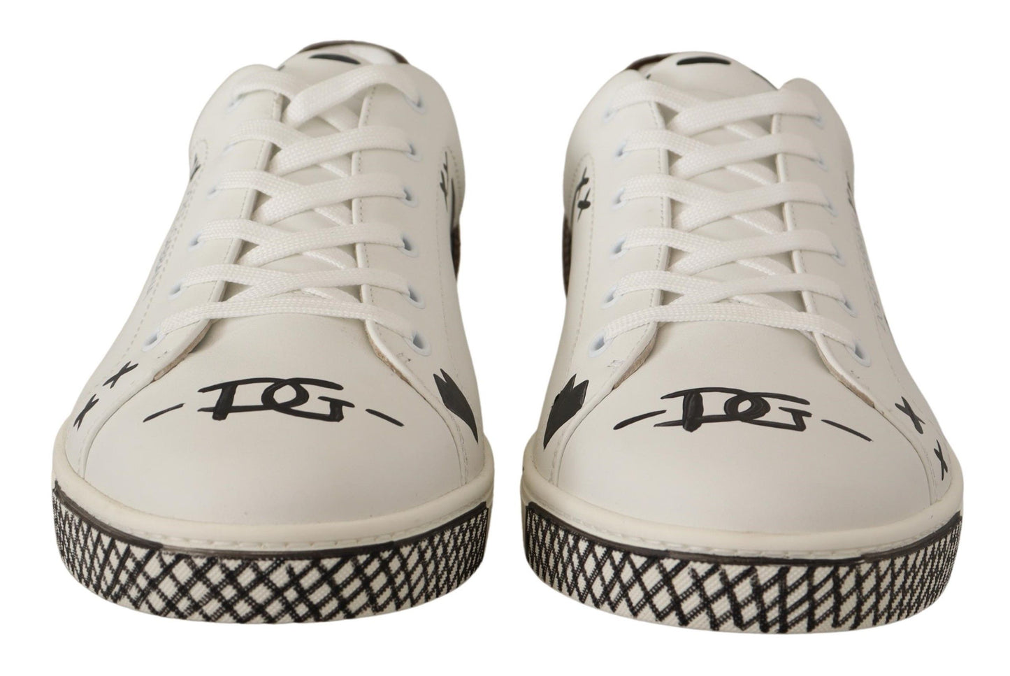 Dolce & Gabbana Exquisite White Love Motif Leather Sneakers