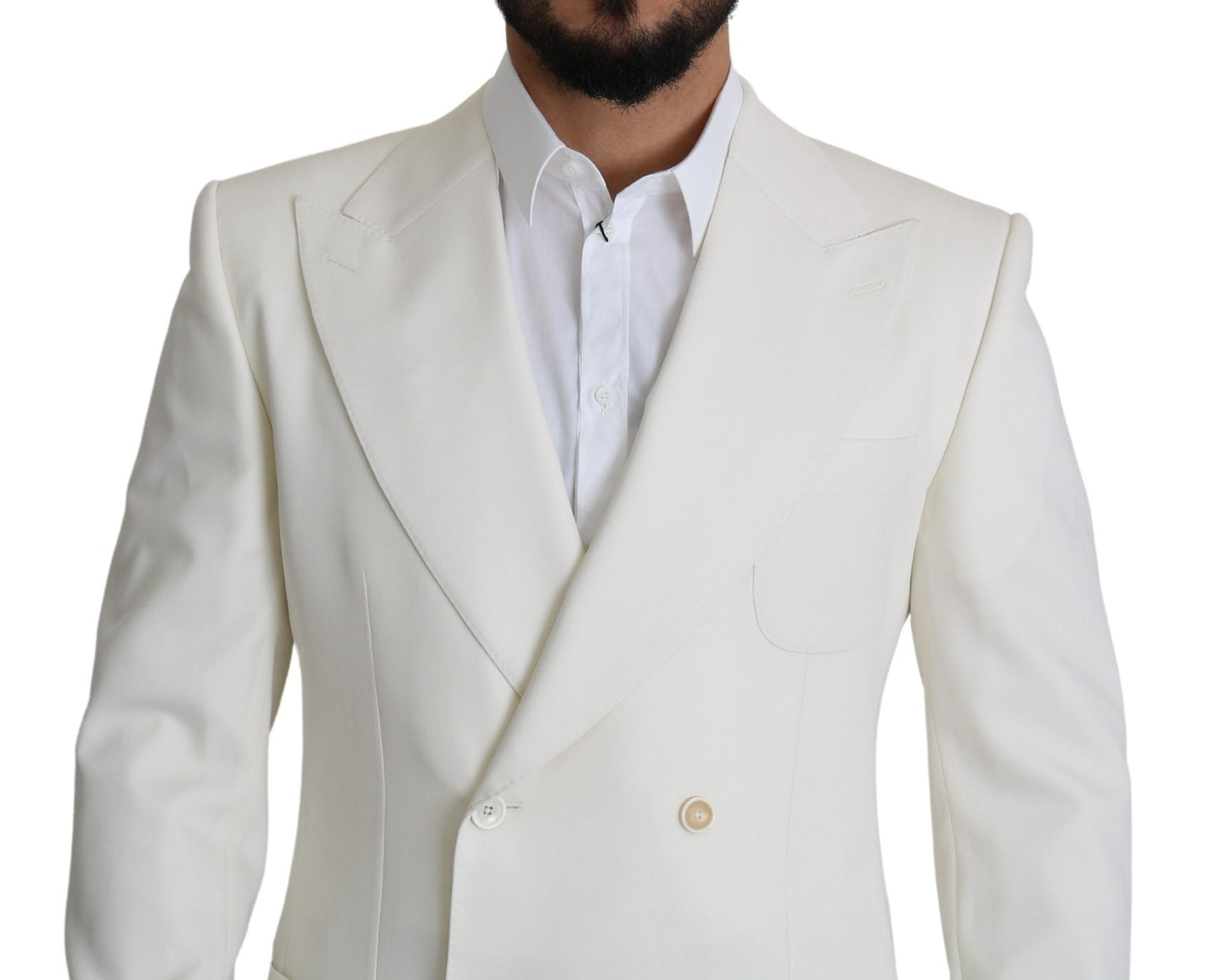 Dolce & Gabbana Elegant White Double-Breasted Wool Blazer