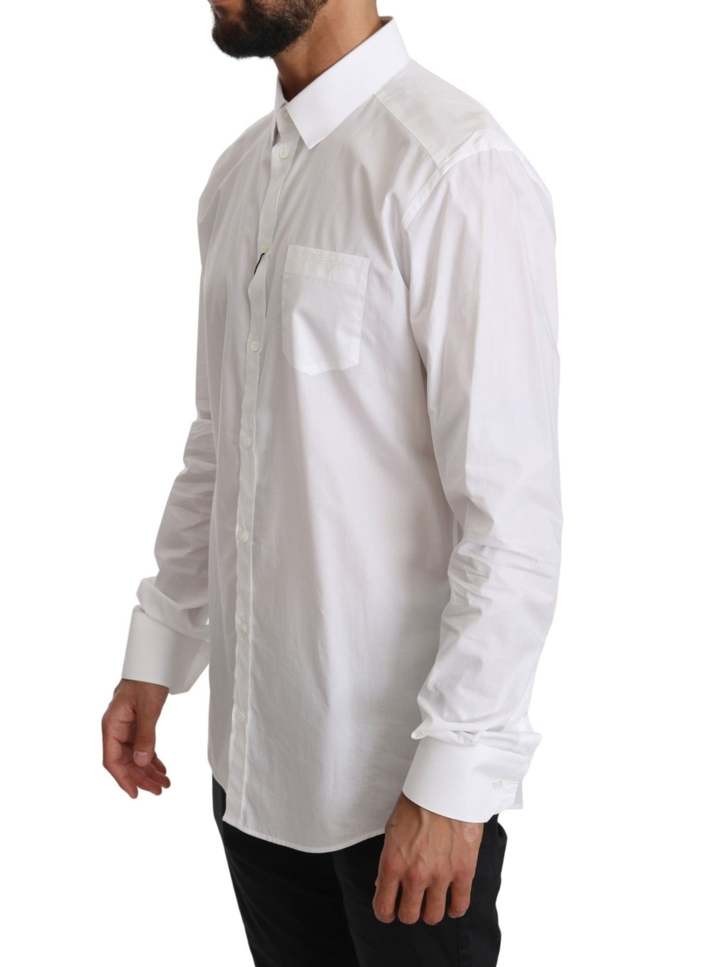 Dolce & Gabbana Elegant White GOLD Fit Dress Shirt