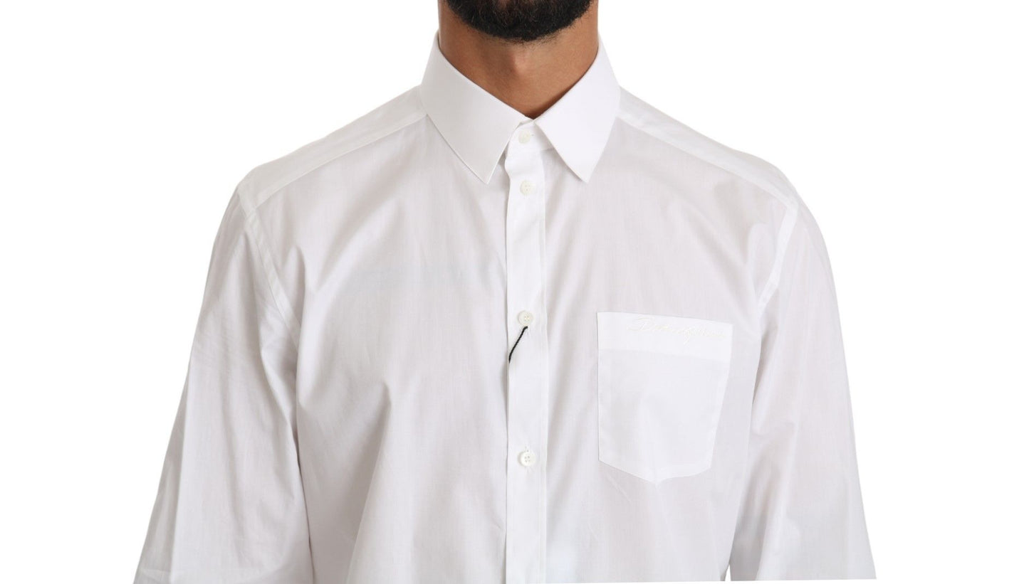 Dolce & Gabbana Elegant White GOLD Fit Dress Shirt