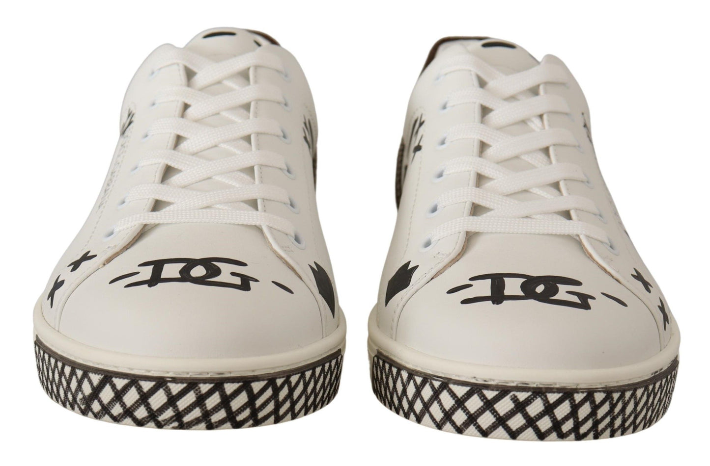 Dolce & Gabbana Elegant White Love Motif Leather Sneakers