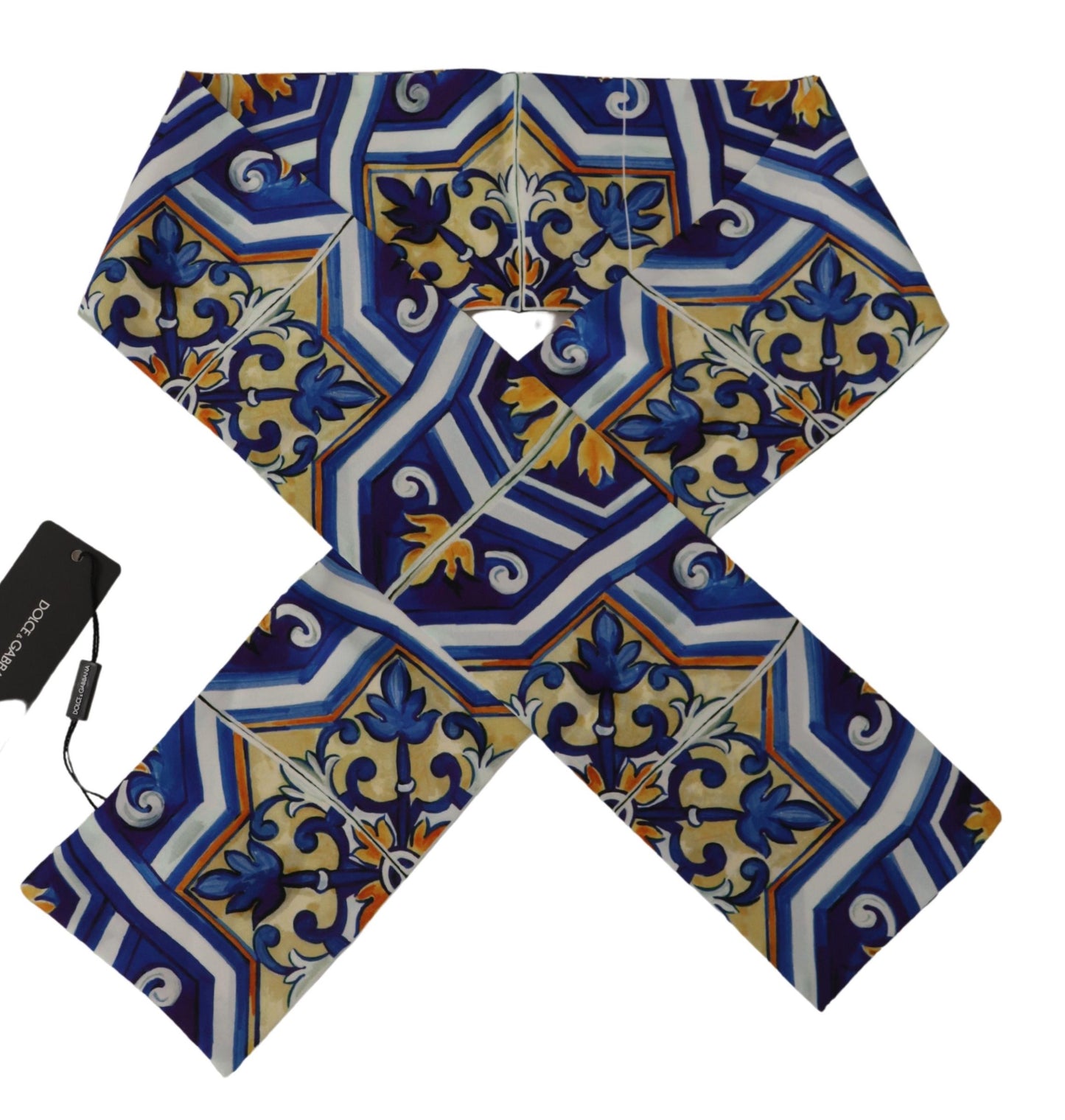 Dolce & Gabbana Elegant Silk Majolica Patterned Men's Scarf