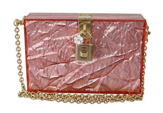 Dolce & Gabbana Elegant Rose Pink Metallic Sheen Box Bag