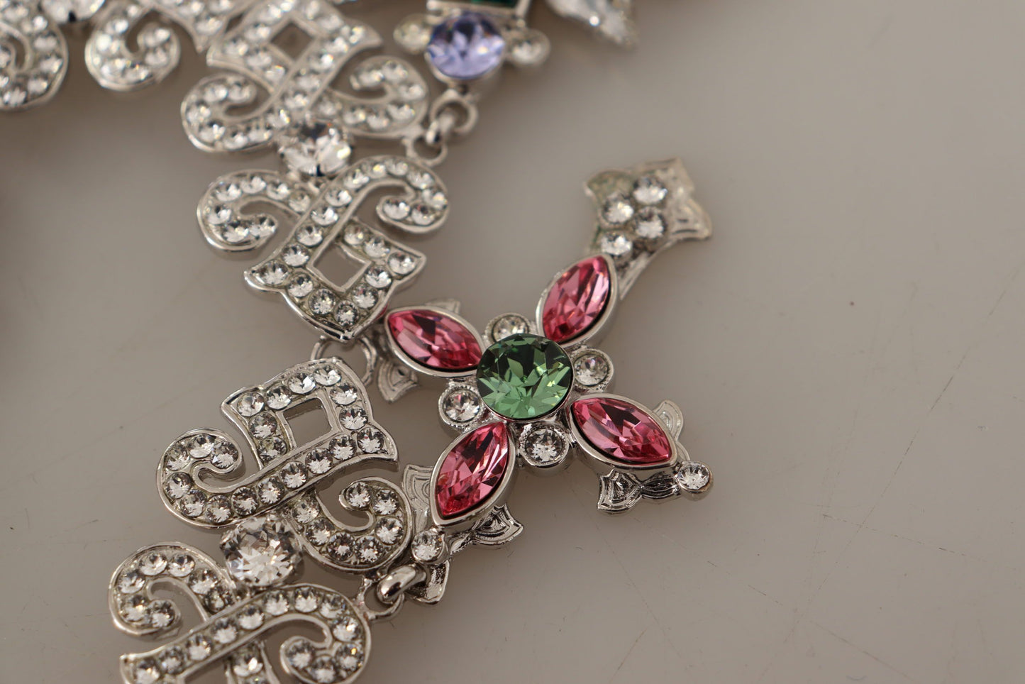 Dolce & Gabbana Elegant Multicolor Crystal Cross Necklace