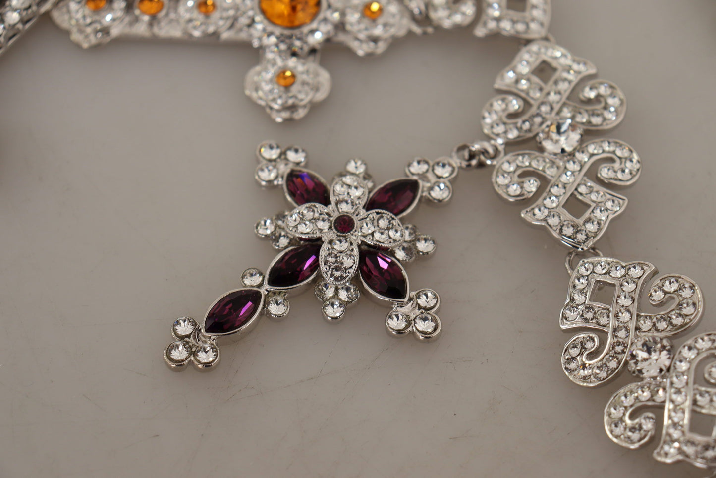 Dolce & Gabbana Elegant Multicolor Crystal Cross Necklace