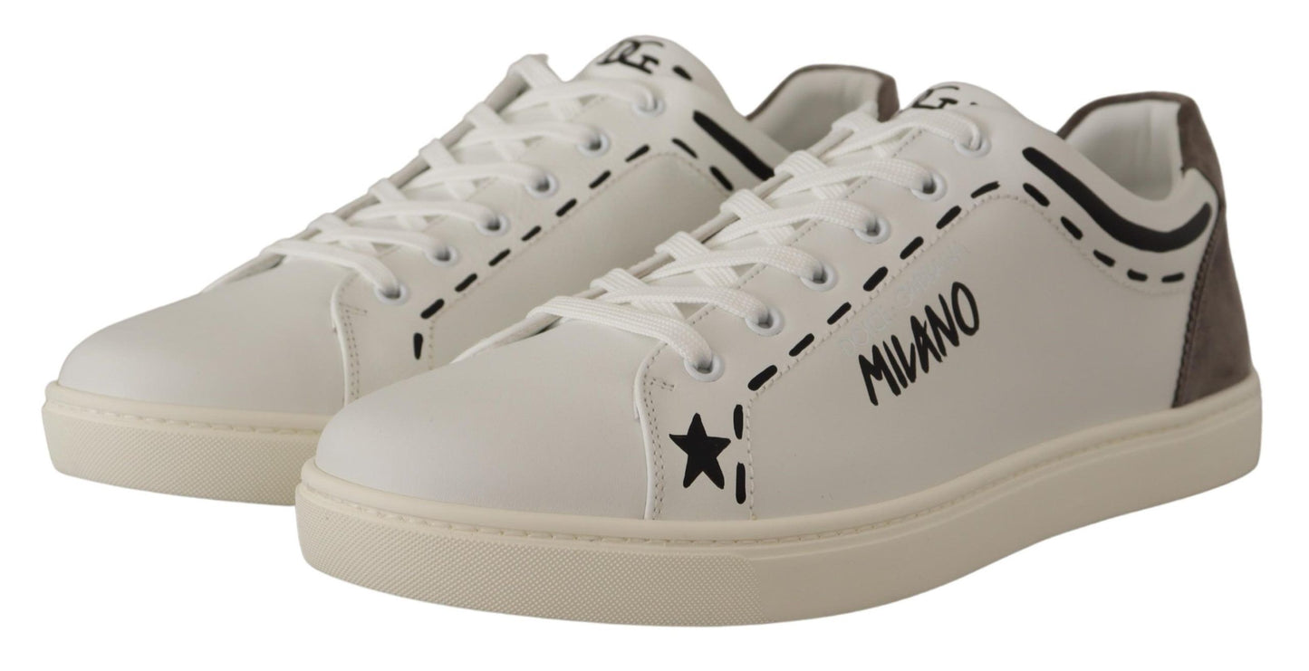 Dolce & Gabbana Sophisticated White Casual Sneakers with Gray Details