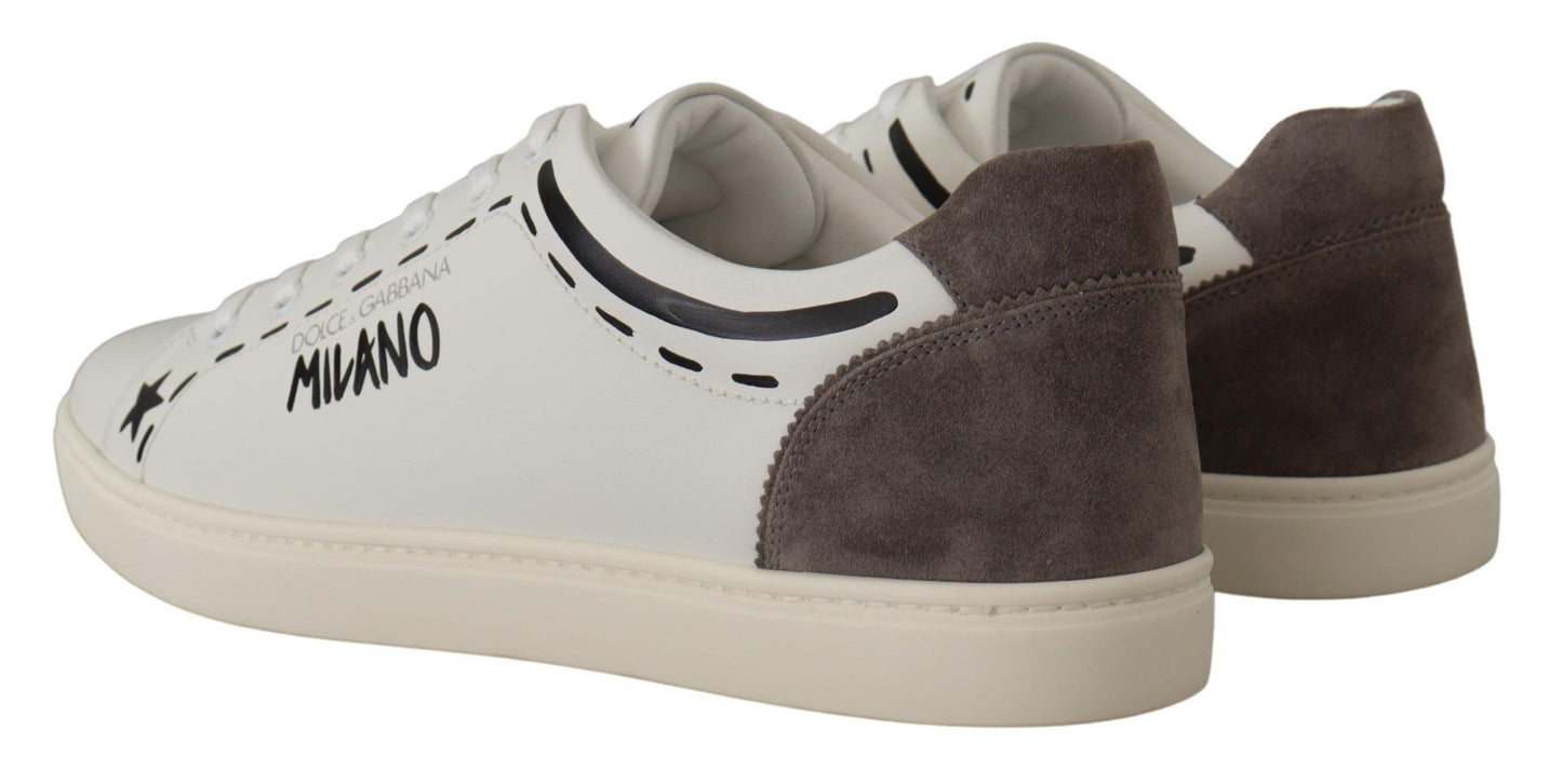 Dolce & Gabbana Sophisticated White Casual Sneakers with Gray Details