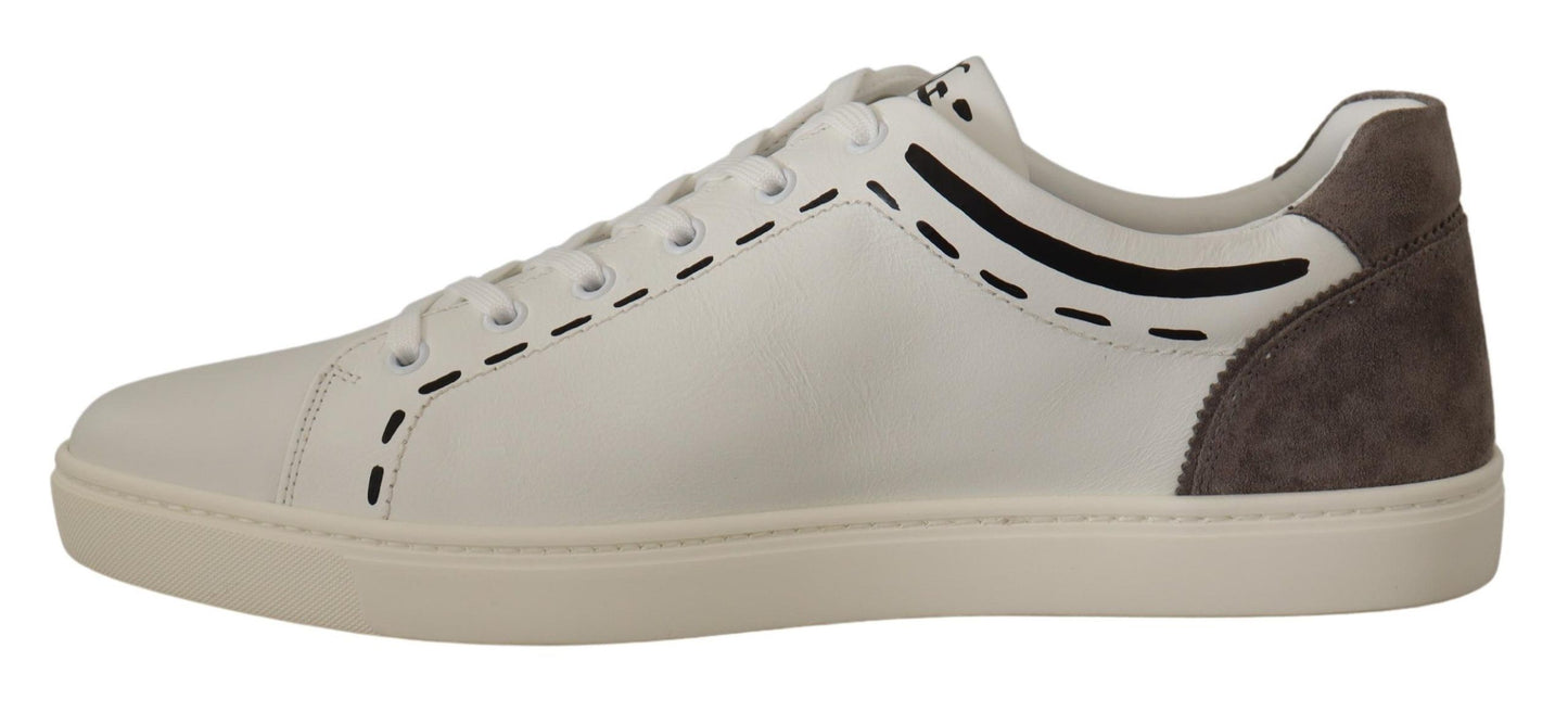 Dolce & Gabbana Sophisticated White Casual Sneakers with Gray Details