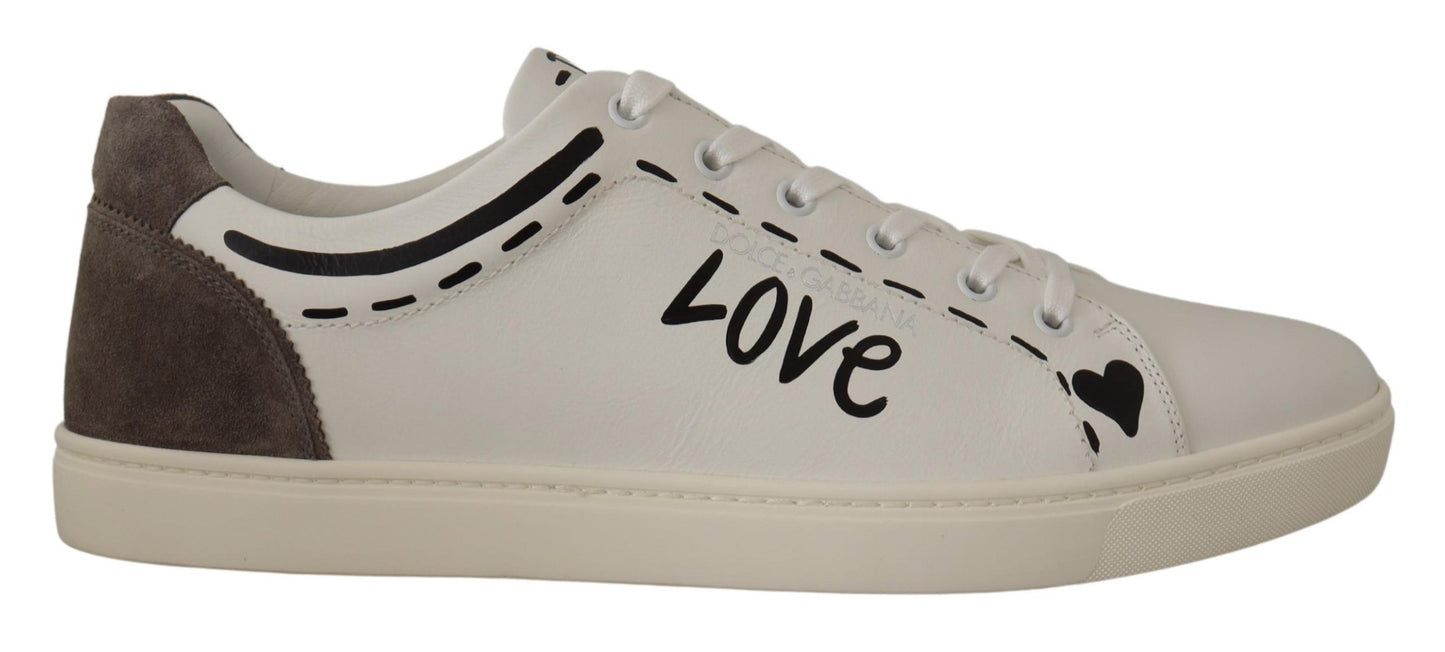 Dolce & Gabbana Sophisticated White Casual Sneakers with Gray Details