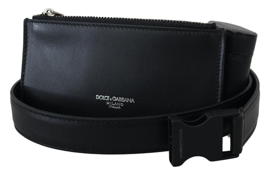 Dolce & Gabbana Black Leather Airpod Case Mini Coin Purse Belt