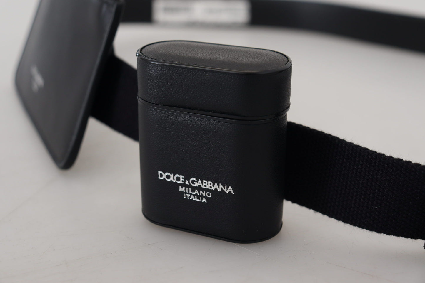 Dolce & Gabbana Black Leather Airpod Case Mini Coin Purse Belt