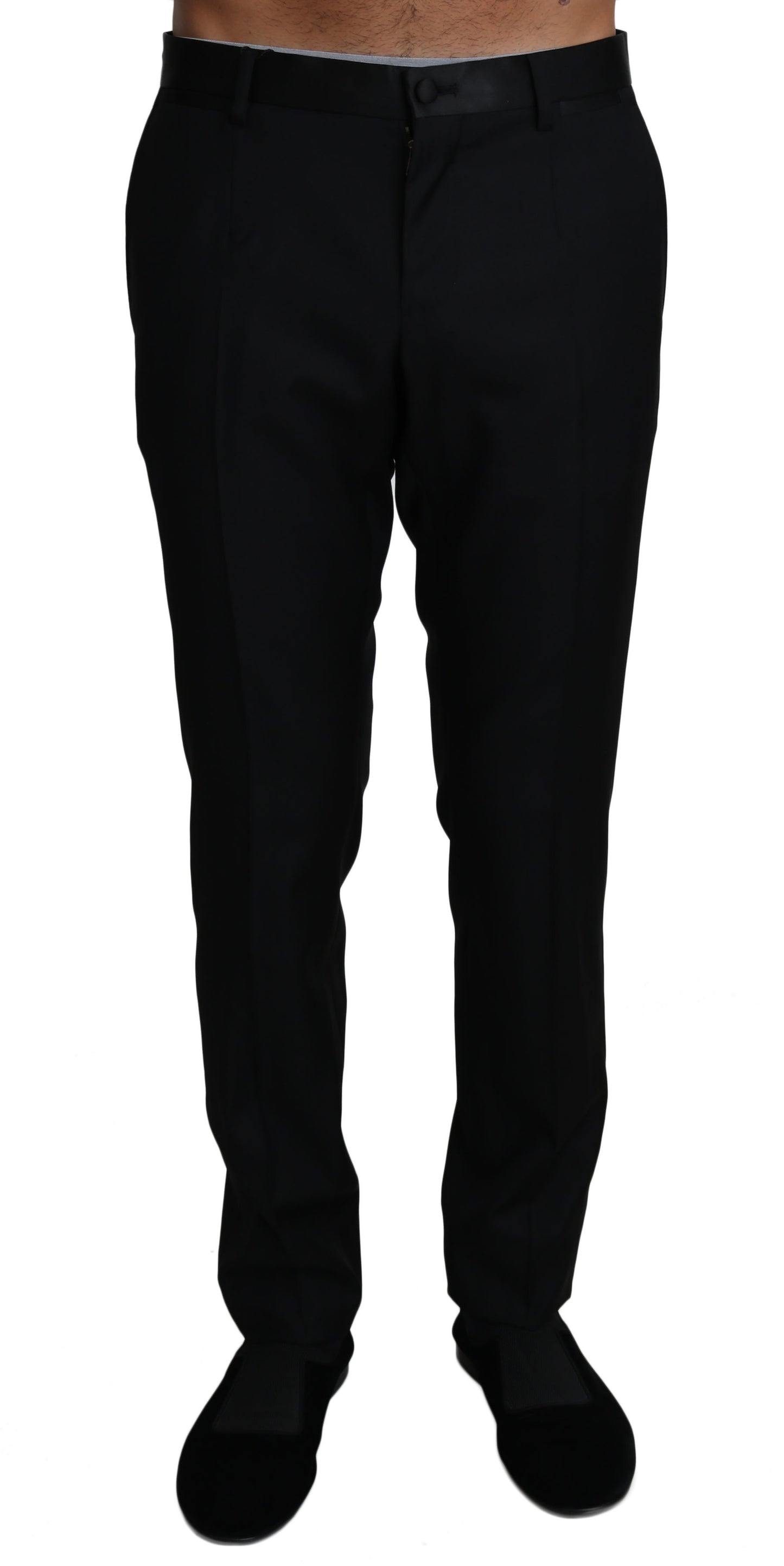 Dolce & Gabbana Elegant Black Wool-Silk Blend Formal Pants