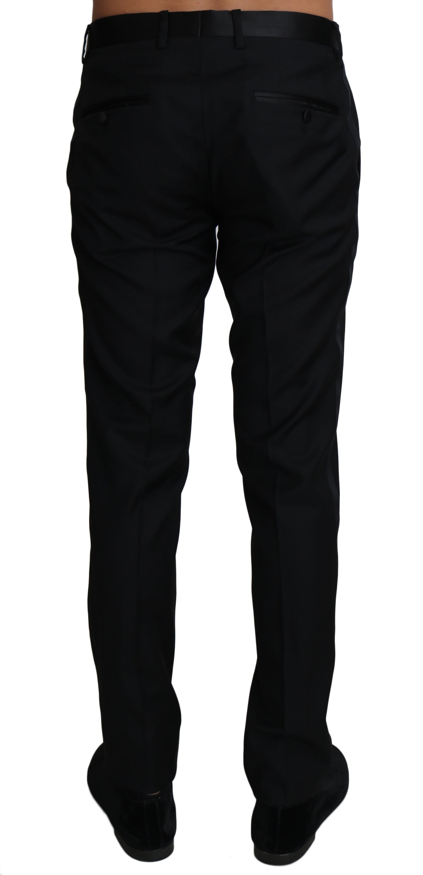 Dolce & Gabbana Elegant Black Wool-Silk Blend Formal Pants