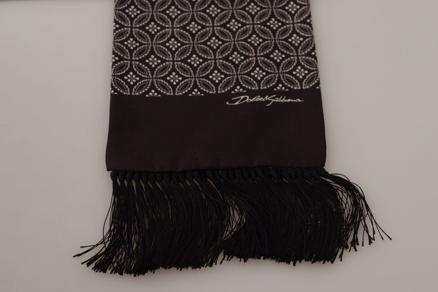 Dolce & Gabbana Brown Geometric Patterned Shawl Wrap Fringe Scarf