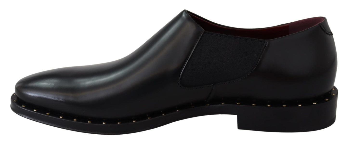 Dolce & Gabbana Elegant Black Leather Slip-On Loafers