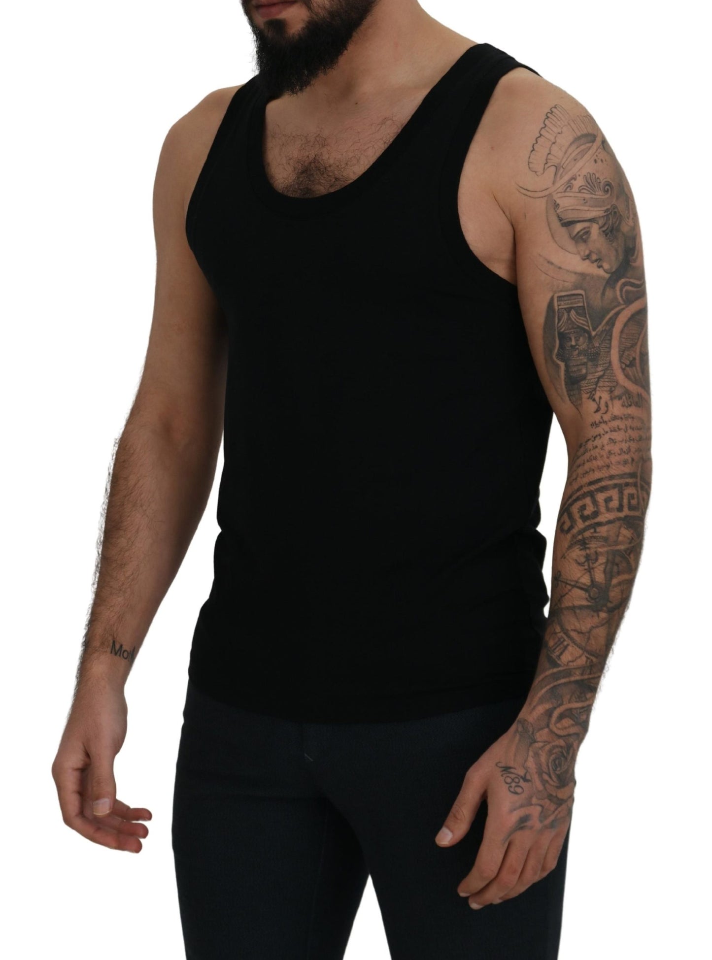 Dolce & Gabbana Black Cotton Sleeveless Men T-shirt