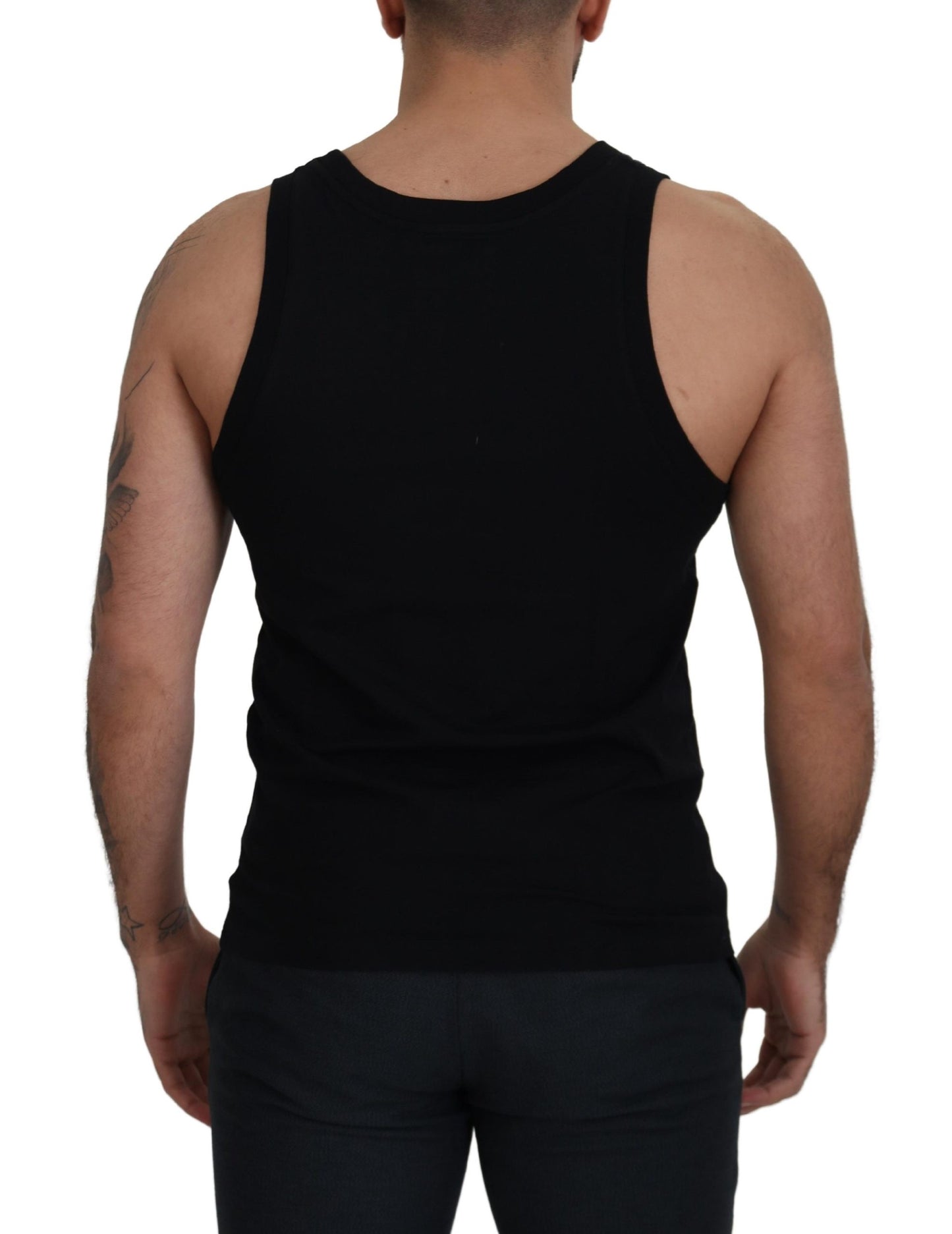 Dolce & Gabbana Black Cotton Sleeveless Men T-shirt