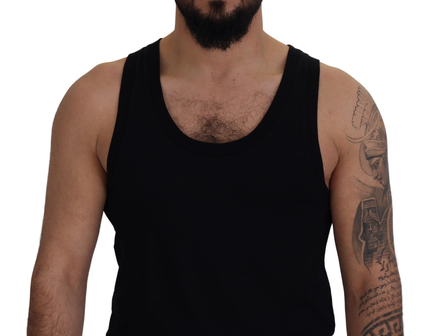 Dolce & Gabbana Black Cotton Sleeveless Men T-shirt