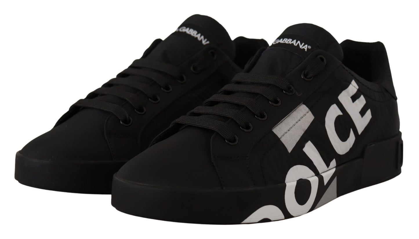 Dolce & Gabbana Elegant Black Casual Sneakers with White Logo Detail