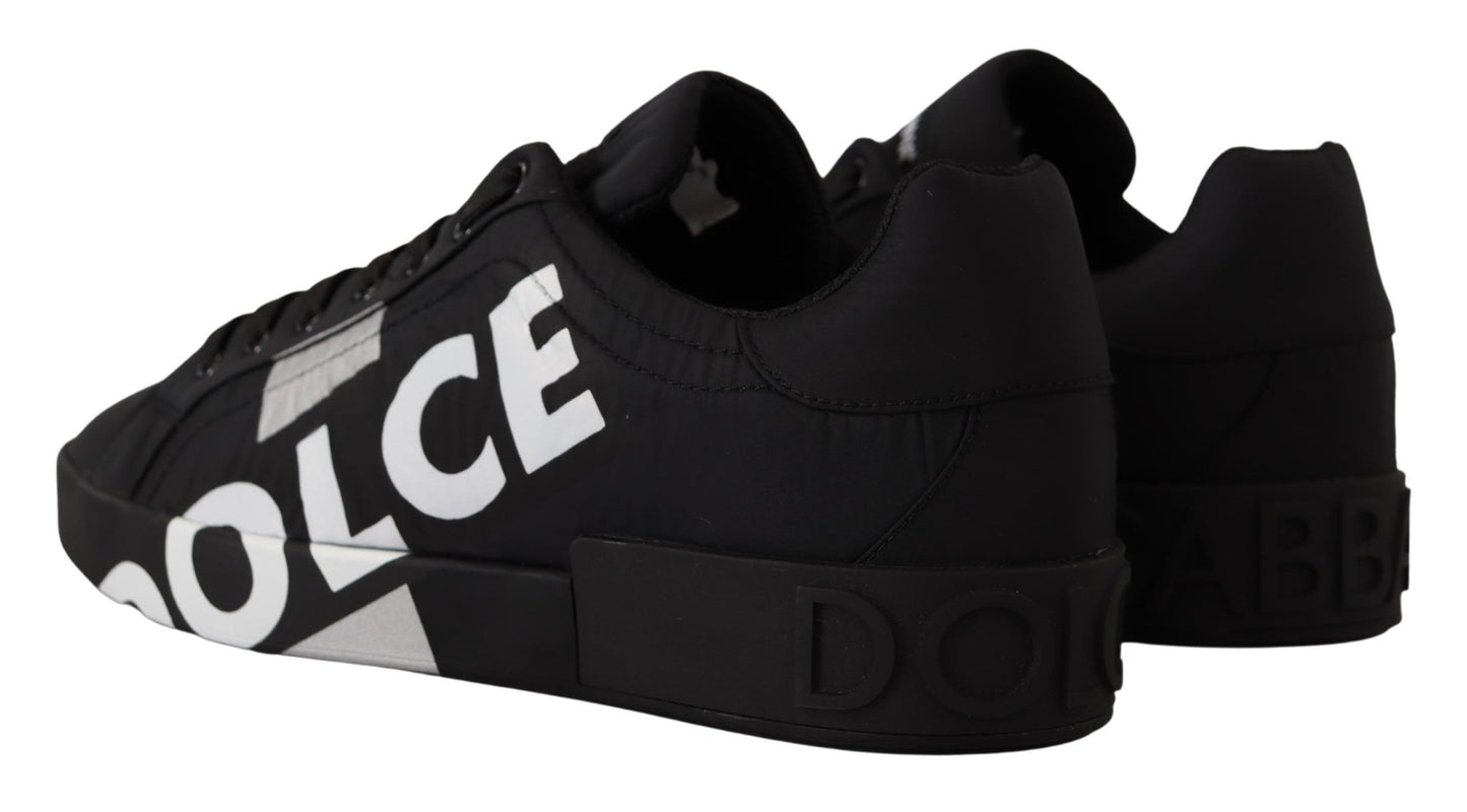 Dolce & Gabbana Elegant Black Casual Sneakers with White Logo Detail