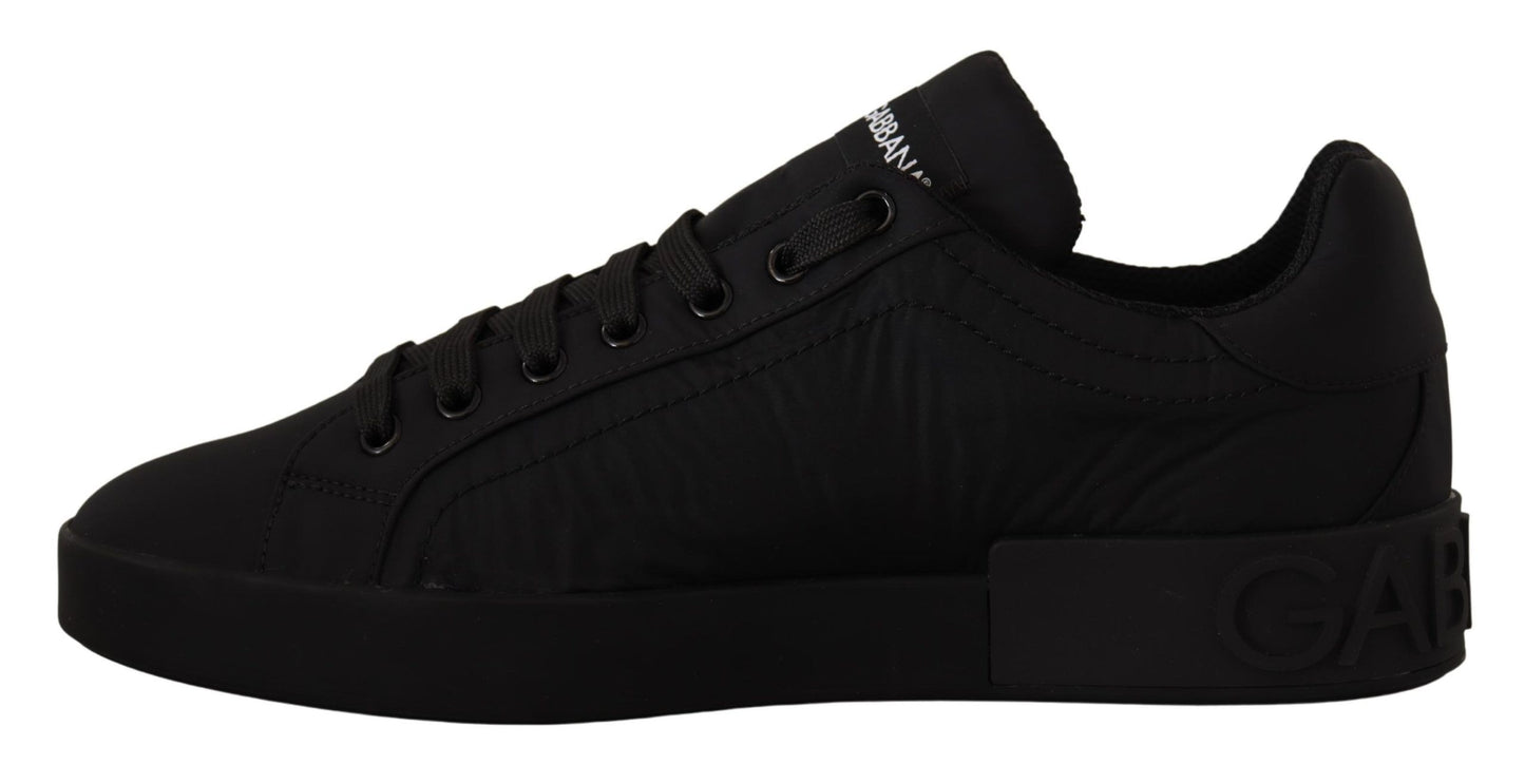 Dolce & Gabbana Elegant Black Casual Sneakers with White Logo Detail