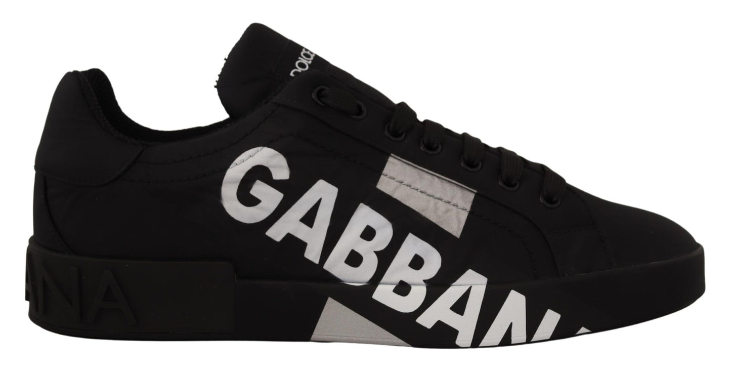 Dolce & Gabbana Elegant Black Casual Sneakers with White Logo Detail